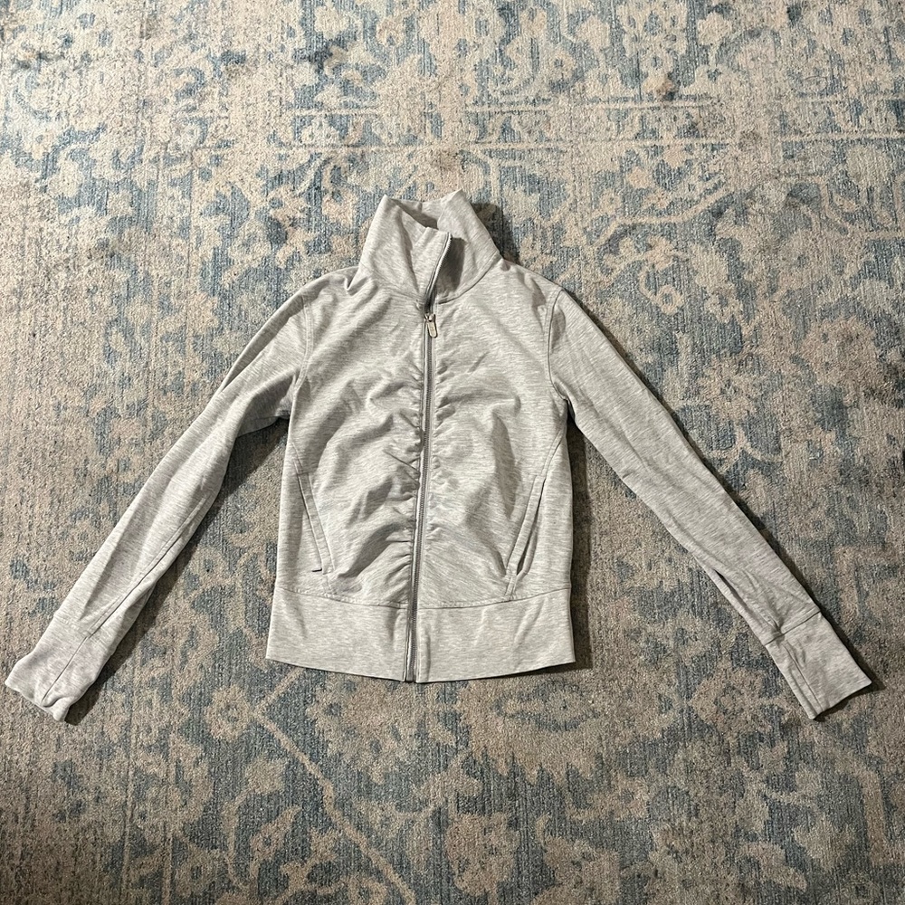 LULULEMON Run On Jacket Full Zip Up Stretch Hoodie Zip Up Tall Collar Rouched 4